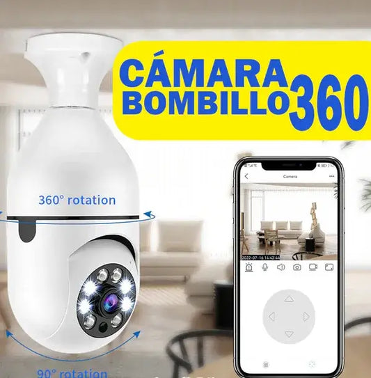 Camara Tipo Bombillo Wifi Robotica 360 Grados FULL HD Vision Nocturna original